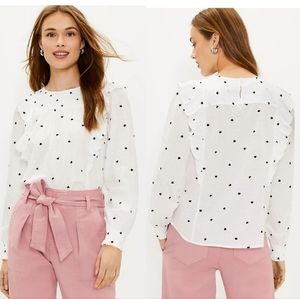 LOFT Heart Smocked Ruffle Blouse